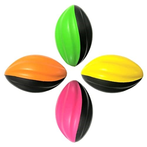 LMC Products Yumuşak vinil köpük 12,7 cm futbol – 4'lü paket – sarı, turuncu, yeşil, pembe.