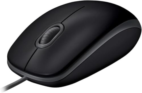 Logitech B110 kablolu USB fare, sessiz tuşlar, tam boyutlu konforlu tasarım, iki elle kullanılabilir PC/Mac/Laptop - Gri