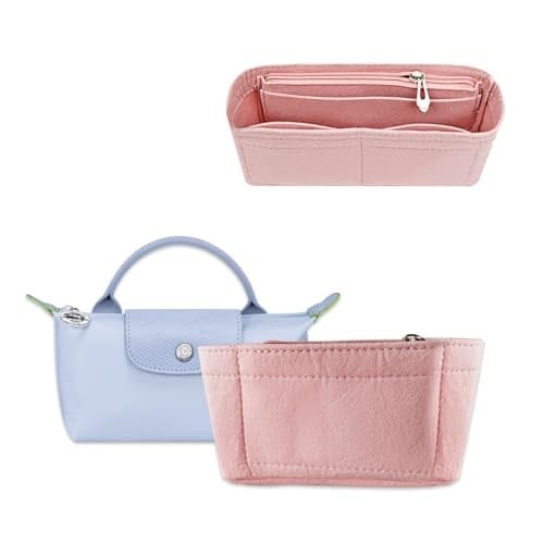 Longchamp için çanta düzenleyici, küçük taşıma çantası, saklama/bitirme iç cep, astar, el çantası, düzenleyici, fit mini boyut (mini (stil B) pembe)