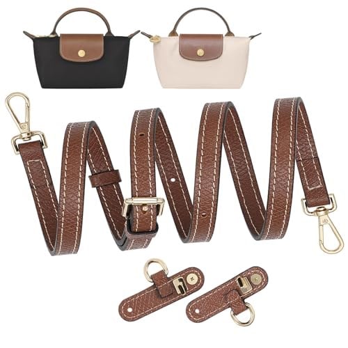 LOUKAYCCI Verstellbarer Crossbody-Gurt aus Rindsleder für Longchamp Le Pliage Mini-Tasche, Ersatz-Schultergurt-Set