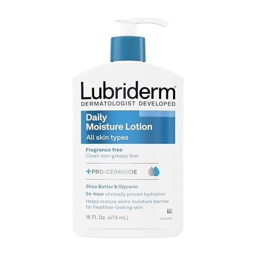 Lubriderm Günlük Nem Nemlendirici Kokusuz Vücut Losyonu Pro-Vitamin B5 ile Sağlıklı Görünümlü Ciltler için Normal-Kuru Ciltler için, Yağsız ve Kokusuz Losyon, 16 ml