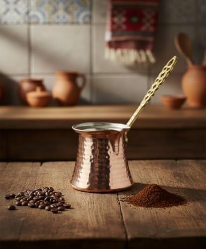 LUDIA Dövme Bakır El Yapımı Cezve Kahve Cezvesi (279ml)