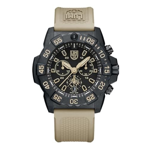 Luminox Erkek Kronograf İsviçre Kuvars Mekanizması Saat Kauçuk Bileklik XS.3590.NSF.Set, Siyah, Kayış