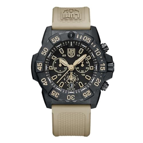 Luminox Erkek Kronograf İsviçre Kuvars Mekanizması Saat Kauçuk Bileklik XS.3590.NSF.Set, Siyah, Kayış