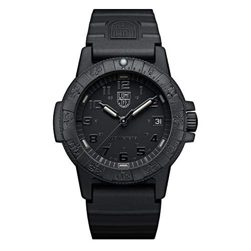 Luminox Leatherback SEA Turtle Blackout XS.0301.BO.L Erkek Saati Küçük 39 mm - Askeri Saat Siyah Tarih Göstergeli 100 m Su Geçirmez, Schwarz, Bant