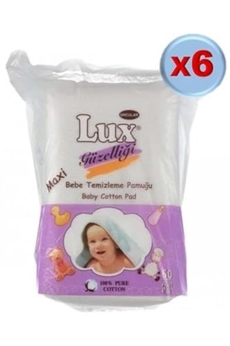 LUX Maxi Bebek Temizleme Pamuğu, 60'lı, 6 Adet, Beyaz