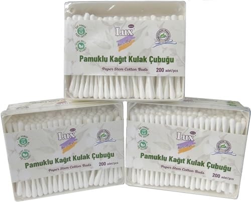 Lux Pamuklu Kağıt Kulak Çubuğu, 3 Paket, Toplam 600 Adet