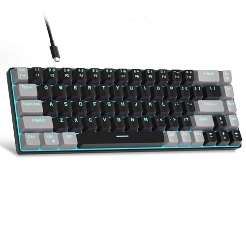 MageGee Taşınabilir%60 Mekanik Oyuncu Klavyesi, MK-Box LED Aydınlatmalı Kompakt 68 Tuşlu Mini Kablolu Ofis Klavyesi (Kırmızı Switch) – Windows, Laptop, PC, Mac Uyumlu – Siyah/Gri