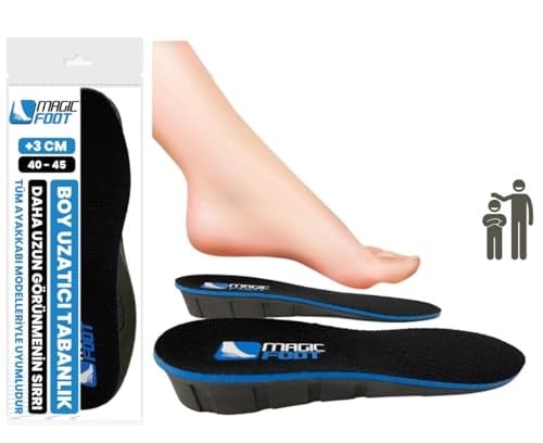 Magicfoot 3 Cm Boy Uzatıcı Tabanlık Ünisex Geliştirilmiş Tüm Ayakkabılarda Uyumlu Gizli Boy Yükseltici (40-45)