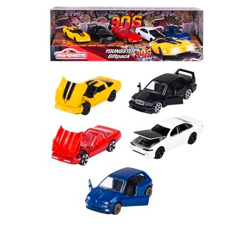Majorette, 212052021, Majorette Youngster 90s 5 Li Araç Seti, Die-Cast (Metal), 7,5 cm, Açılabilir Parçalar, Lisanslı, Serbest Tekerlekli