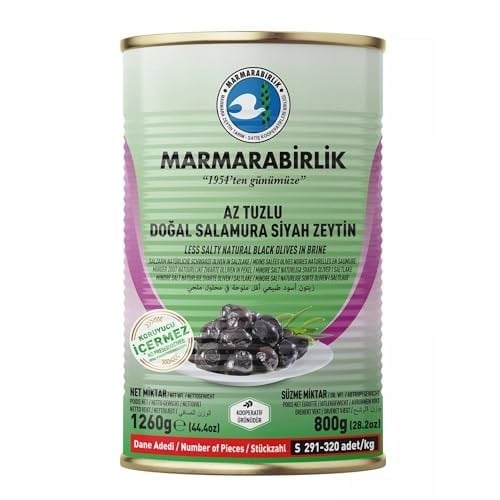 Marmarabirlik Az Tuzlu Doğal Salamura Sulu Zeytin 800 gr Teneke (S) 291-320