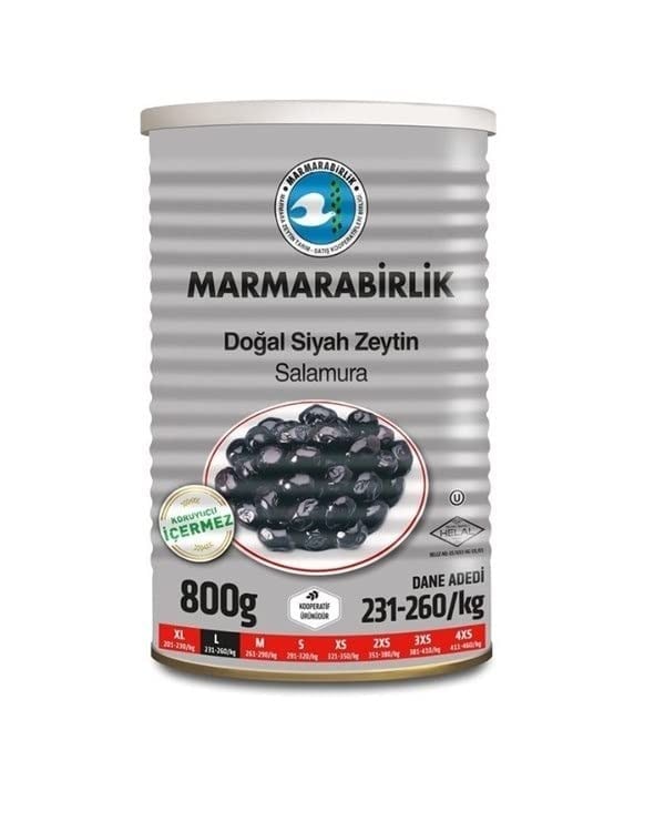 Marmarabirlik Salamura Siyah Zeytin Teneke (L) 800 Gr