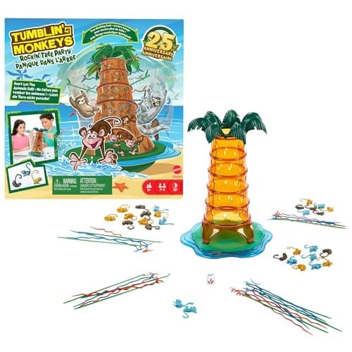 Mattel Games Tumblin' Monkeys 25. Yıl Özel Kutu Oyunu Çocuklara ve aile ile arkadaşlarla geçen akşamlara yönelik Tumblin' Monkeys 25. Yıl Özel Kutu Oyunu HTW65