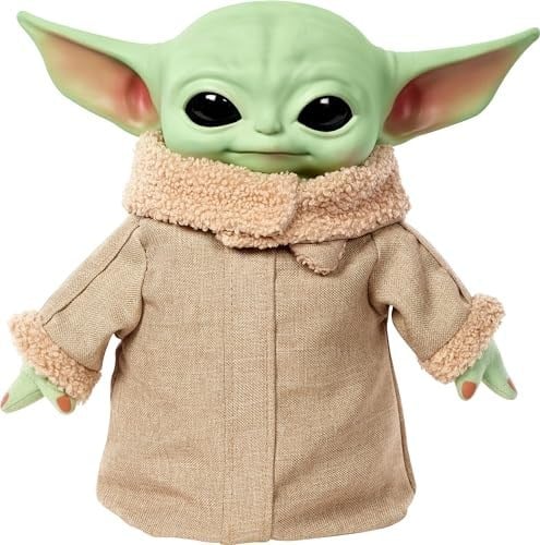 Mattel Sesli ve hareketli Star Wars Grogu göz kırpan pelüş oyuncak, Star Wars hayranları için koleksiyon hediyesi, HJM25