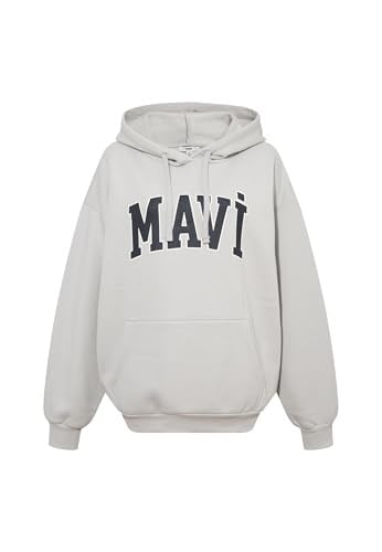 Mavi Logo Baskılı Kapüşonlu Gri Sweatshirt 1600361-34322