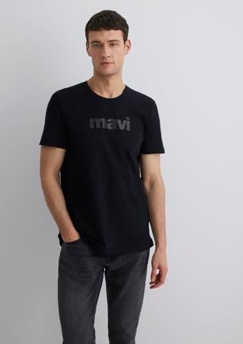 Mavi Logo Baskılı Siyah Tişört Slim Fit/Dar Kesim 065199-900