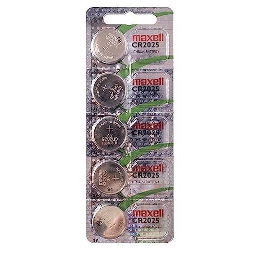 Maxell CR2025 piller, 5 adet, Lityum, 3 V, 170 mAh, gri