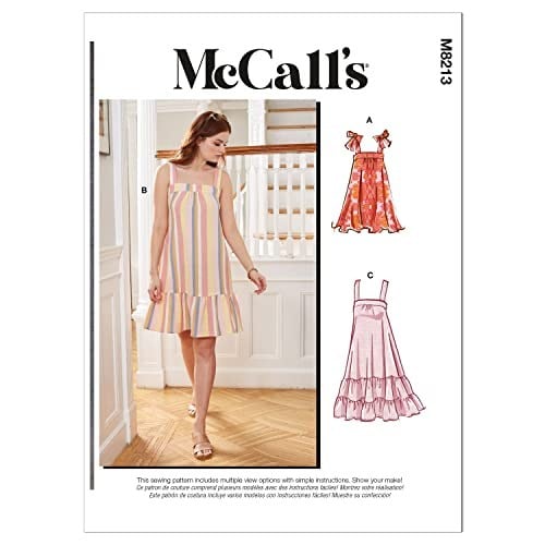 McCall's Dikiş Deseni M8213ZZ ZZ (L-XL-XXL) Kadın Elbiseleri, Çok Renkli