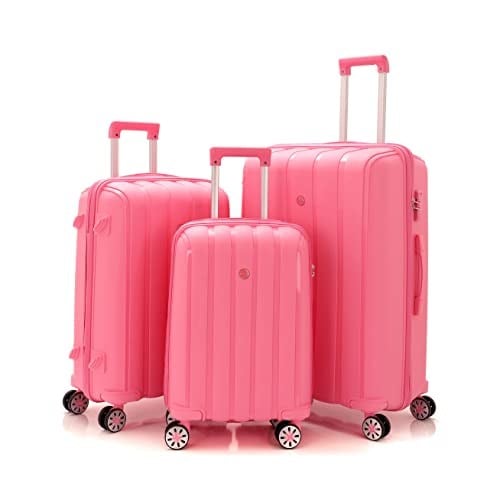 Mçs Lüx Kırılmaz Pembe 3'lü PP Valiz Seti - V305