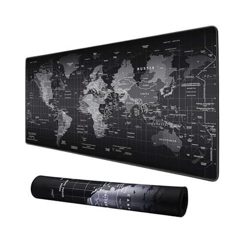McStorey Dünya Haritası Gaming Mouse Pad 60x30 cm, Kaymaz Kauçuk Tabanlı Masa Matı, Dikişli Kenar, 3 mm Kalınlık, Mikro Dokuma Kumaş, Klavye ve Mouse Altlığı, Ofis ve Oyuncu Masası için
