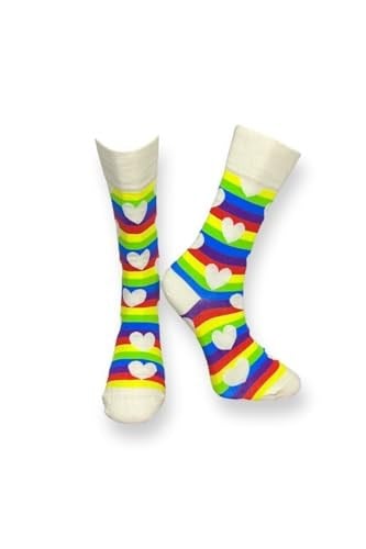 Me-vo Tekli Gökkuşağı Renkli Bay/Bayan Unisex Esnek Nem Alabilen Pamuklu Rainbow Desenli Soket Çorap