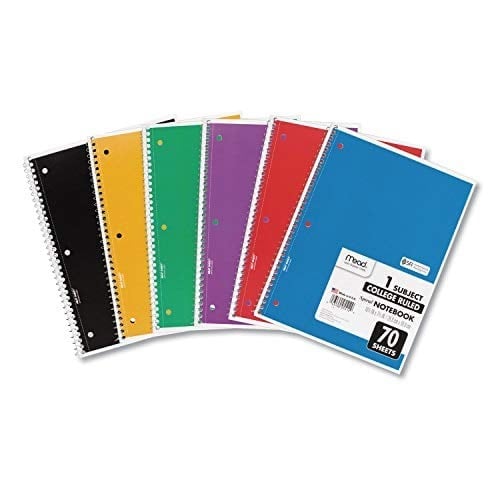 Mead Spiral Notebooks, 1 Subject, College Ruled Paper, 70 Yaprak, Renkli Not Defterleri, Çizgili Kağıt, Ev Okul Malzemeleri & K-12, 10 1/2