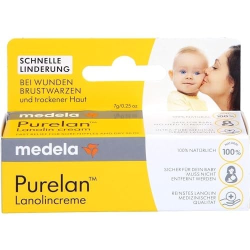 Medela Purelan 7 Gram Lanolin Göğüs Ucu Kremi - Ağrıyan Göğüs Ucu ve Kuru Ciltler İçin Hızlı Rahatlama, Hipoalerjenik, Dermatolojik Olarak Test Edilmiş ve Kokusuz