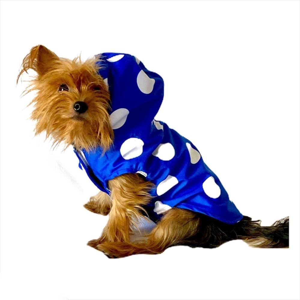 Mega Dots Blue Yağmurluk Kapşonlu Köpek Yağmurluğu MAVI XL