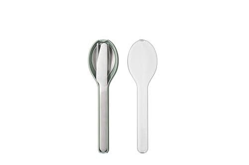 Mepal - Çatal Bıçak Takımı 3 Parçalı Ellipse - Yolculuk için Çatal Bıçak Seti - Bir Bıçak, Çatal ve Kaşıktan Oluşur - Seyahat Kılıflı Çatal Bıçak Takımı - Paslanmaz Çeli - Seçenekler: Düz, Tek kişilik