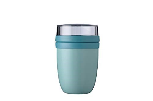 Mepal Ellipse Nordic Green yemek kabı, 500 ml pratik termal yemek kabı, yoğurt bardağı, to go kupa, yemekleri uzun süre sıcak veya serin tutar, plastik, 500 + 200 ml