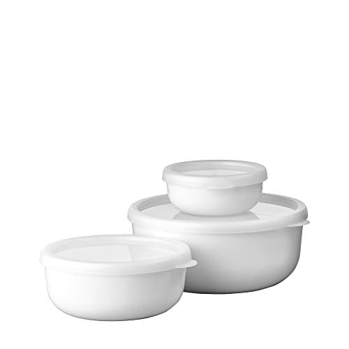 Mepal Lumina saklama kutusu, 3 parçalı set, buzdolabı, derin dondurucu, buharlı pişirme ve mikrodalga fırın için kapaklı saklama kapları, 250 ml, 750 ml ve 1500 ml – beyaz