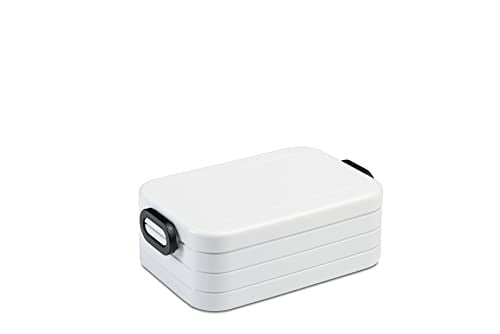 Mepal - Take a Break Midi beslenme kutusu, 2 sandviç veya 4 ekmek dilimi için, yemek hazırlama kutusu, bölmeli yemek kutusu, bulaşık makinesinde yıkanabilir, 900 ml, beyaz