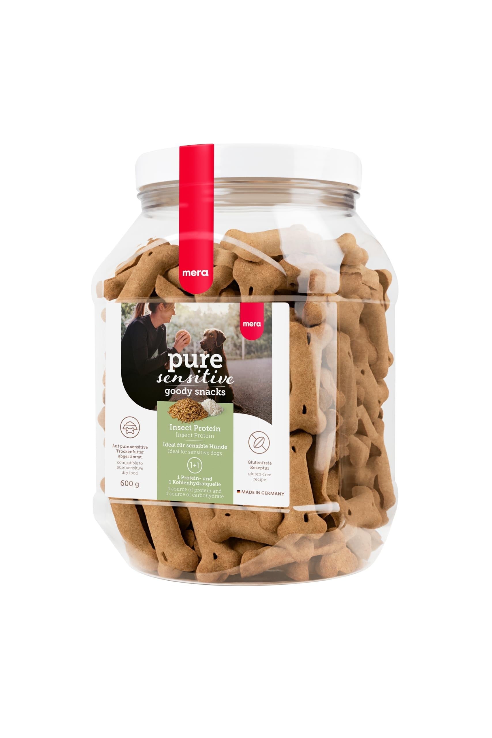 MERA Pure Sensitive Goody Snack Insect (600 g), hassas köpekler için sağlıklı atıştırmalıklar, böcek protein ve pirinçten köpek ödül maması, glutensiz köpek atıştırmalığı, antrenman ve ödül için