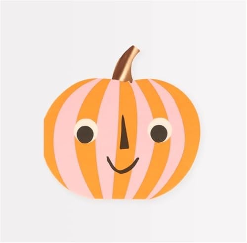 Meri Meri - Pink & Orange Stripy Pumpkin Napkins - Pembe & Turuncu Çizgili Balkabağı Peçeteler (16'l