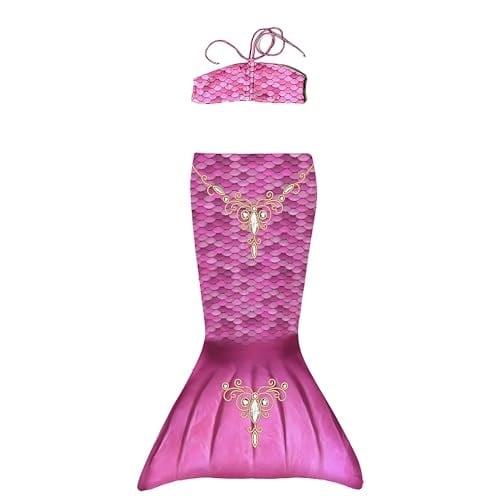 Mermaids Deniz Kızı Bikini Takımı, Kız Çocuk, 4-6 Yaş, Renkli, Standart Beden,%80 Polyester%20 Elastan, 3D Pullu, Bandeau Üst