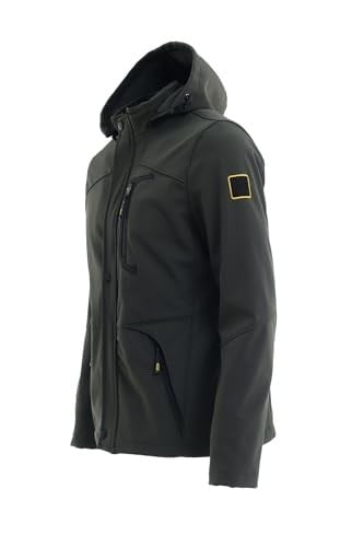 Mero Life Erkek Haki Kapüşonlu Outdoor Su Ve Rüzgar Geçirmez Softshell Spor Mont 3XL-1 Mero-445NM