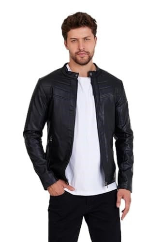 Mero Life Erkek Siyah Yeni Sezon Deri Ceket Mont S-1 Mero-598NM