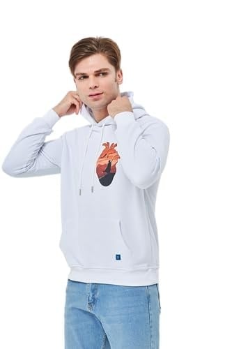 Mesfeno Göğüs Baskılı Regular Fit Siyah Kapüşonlu Sweatshirt