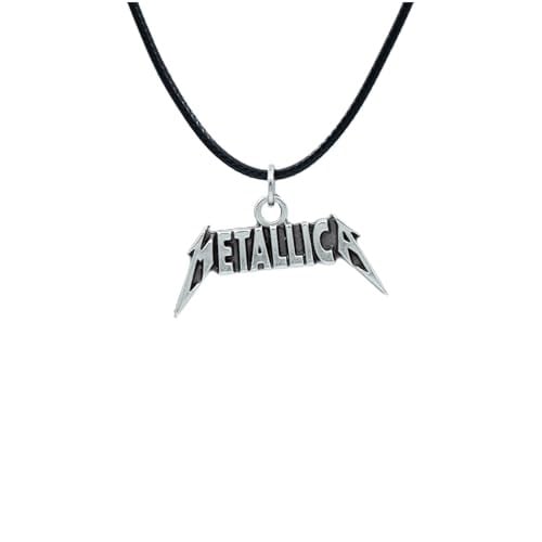 Metallica Deri ip Kolye - Gümüş Kaplama - Kadın Erkek Kolye - No:1017