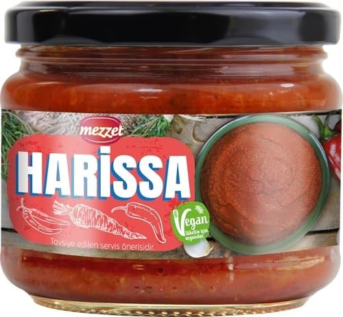 Mezzet Vegan Harissa Sos 300 G - Tunus Usulü Katkısız Acı Biber Ezmesi ve Gurme Meze