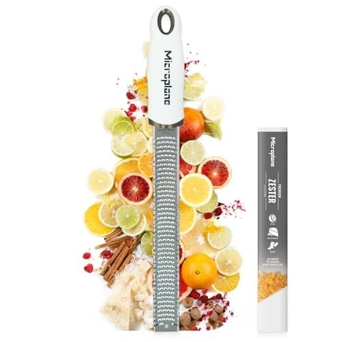 Microplane Zester mutfak rendesi, beyaz, narenciye, sert peynir, zencefil, çikolata ve muskat fındığı için, ince paslanmaz çelik bıçaklı - ABD'de üretilmiştir
