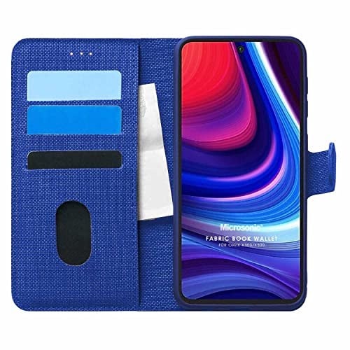 Microsonic Omix X300 için Kılıf Fabric Book Wallet Lacivert [X300 ile Uyumlu Kılıf - Lacivert]
