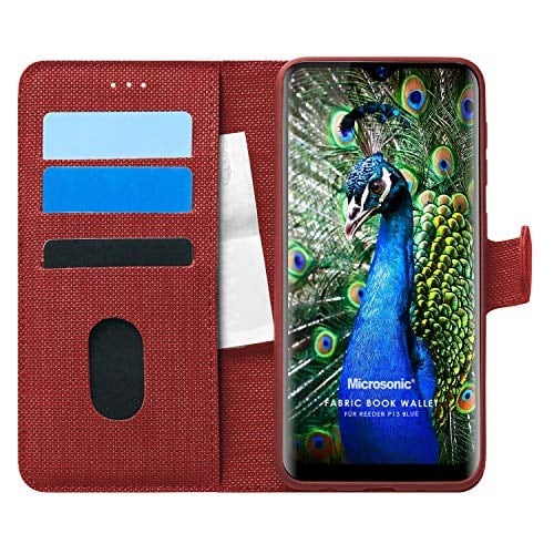 Microsonic Reeder P13 Blue için Kılıf Fabric Book Wallet Kırmızı [P13 Blue ile Uyumlu Kılıf - Kırmızı]