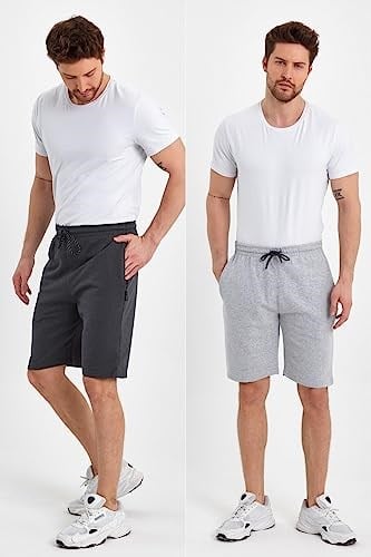 MMETALIC Regular Fit Yanları Cepli Rahat Kesim 2'Li Erkek Şort Antrasit-Gri 4XL…