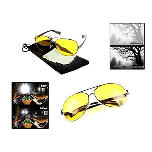 Mobgift Anti Far Damla Unisex Gece Görüş Gözlüğü - Sarı