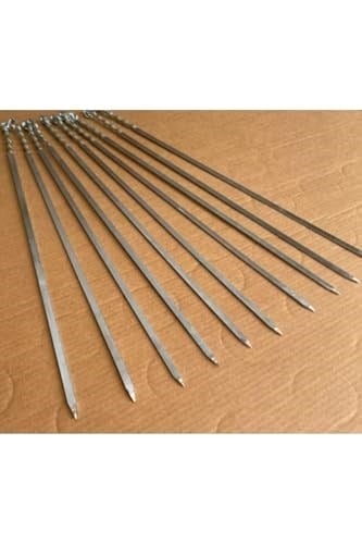 Mobilreyon - 10 Adet Domates Patlıcan Tavuk Kanat Şiş Mangal Için Galvanizli Yassı Şiş 8Mm