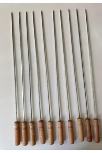 Mobilreyon - 5 Adet Ahşap Saplı Kare Şiş Boy:55Cm,Kalınlık:4Mm Tahta Saplı Kuşbaşı Ciğer Tavuk Şişi