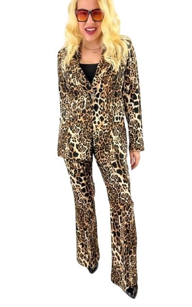 Modaonna Leopar Desenli Ceket Pantolon Takım