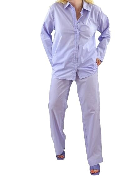 Modaonna Lila poplin gömlek pantolon takım