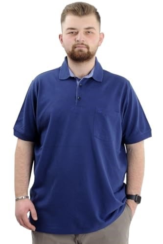 Mode XL Battal Beden Erkek Tshirt Polo Yaka Cepli Klasik Pike 20552 İndigo